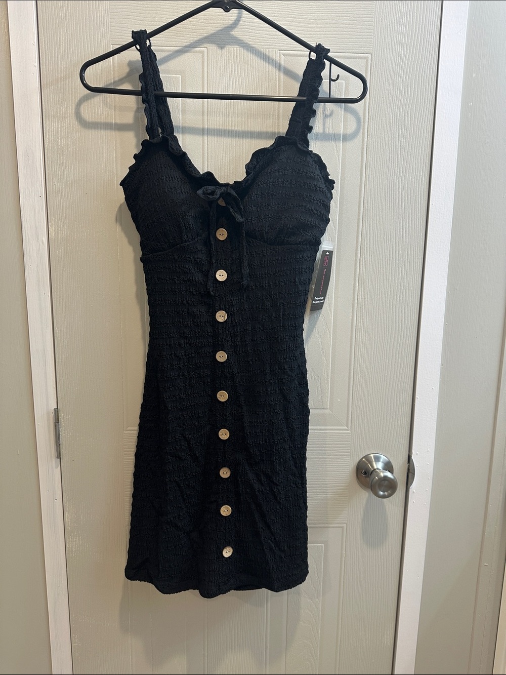 No Boundaries Black Button-Front Mini Dress